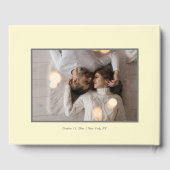 Stilvolles Script grau und weichgelb | FOTO Gästebuch (Rückseite)