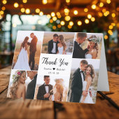 Stilvolles Script Heart 6 Foto Collage Wedding Dankeskarte