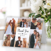 Stilvolles Script Heart 6 Foto Collage Wedding Dankeskarte