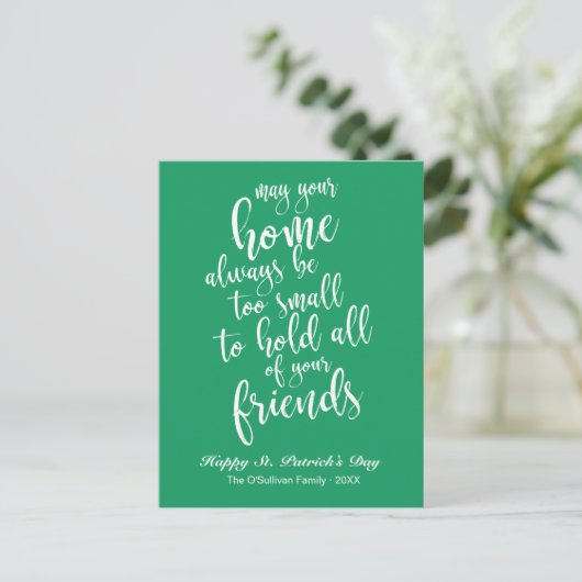 Stilvolles Script Irish Blessing St. Patrick's Day Postkarte (Stehend Vorderseite)