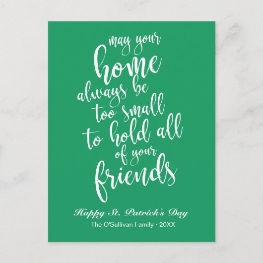 Stilvolles Script Irish Blessing St. Patrick's Day Postkarte (Vorderseite)