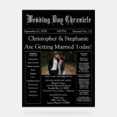 Stilvolles Script Minimal Newspaper Wedding Progra Acrylschild (Vorderseite)