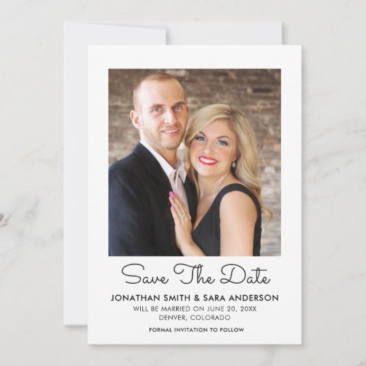Stilvolles Script Minimal Save the Date Foto (Vorderseite)