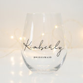Stilvolles Script Monogram Brautparty Weinglas Ohne Stiel