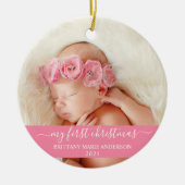 Stilvolles Script Pink Mein erstes Weihnachtskind Keramik Ornament (Vorne)