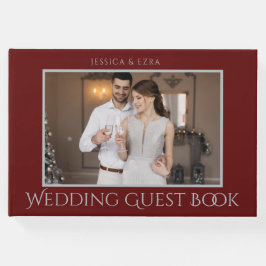 Stilvolles Script Silver und Burgundy | FOTO Gästebuch