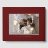 Stilvolles Script Silver und Burgundy | FOTO Gästebuch (Rückseite)