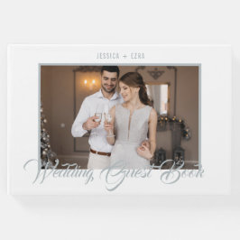 Stilvolles Script Silver und White | FOTO Gästebuch