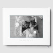 Stilvolles Script Silver White mit Schwarz-weißem Gästebuch (Rückseite)