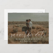 Stilvolles Script Wedding Foto Save the Date Postkarte (Vorne/Hinten)