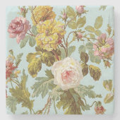 Stilvolles Shabby Chic Rosa Rose Blume Muster Steinuntersetzer (Vorderseite)