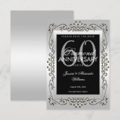 Stilvolles Silber 60. Hochzeit speichern Sie das D Save The Date (Vorne/Hinten)