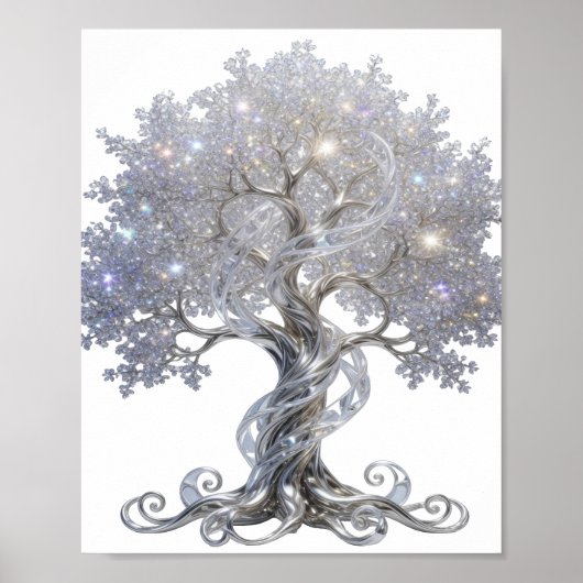 Stilvolles Silber ABSTRACT ART Design Poster (Vorne)