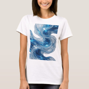 Stilvolles Silber BLAUE WELLEN UND STERNE Kundende T-Shirt