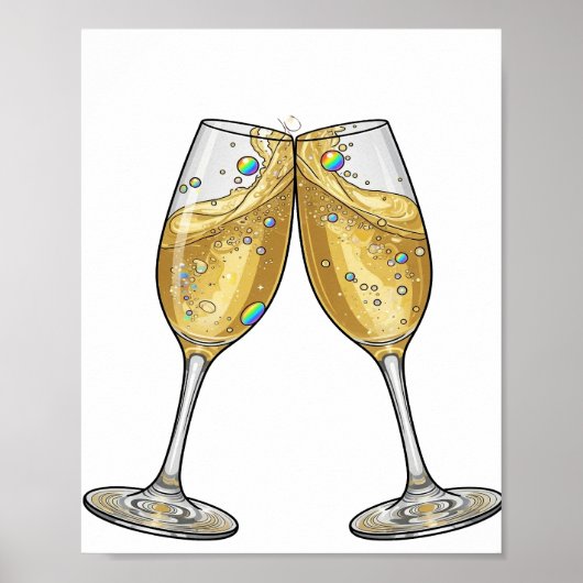 Stilvolles Silber CHEERS Modernes Design Poster (Vorne)