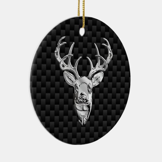 Stilvolles Silber Deer on Carbon Fibre Keramikornament (Rechts)