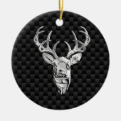 Stilvolles Silber Deer on Carbon Fibre Keramikornament (Vorne)