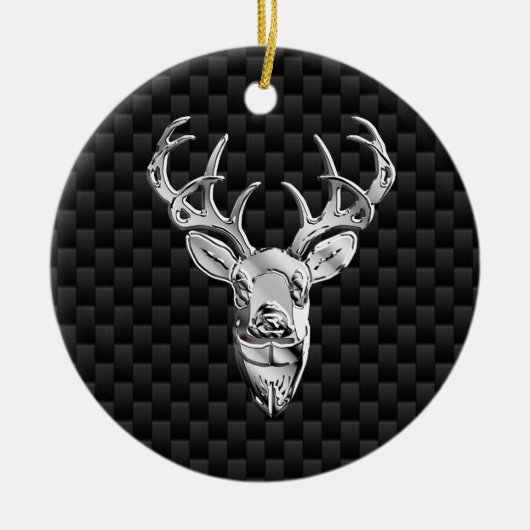 Stilvolles Silber Deer on Carbon Fibre Keramikornament (Vorne)