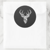 Stilvolles Silber Deer on Carbon Fibre Runder Aufkleber (Tasche)