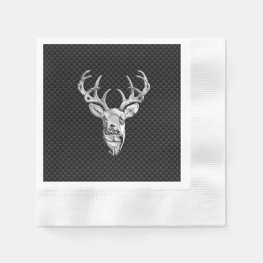 Stilvolles Silber Deer on Carbon Fibre Serviette (Vorderseite)
