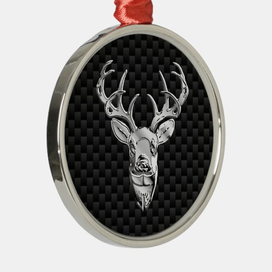 Stilvolles Silber Deer on Carbon Fibre Silbernes Ornament (Rechts)