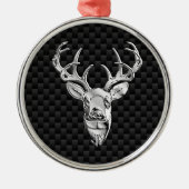Stilvolles Silber Deer on Carbon Fibre Silbernes Ornament (Vorne)