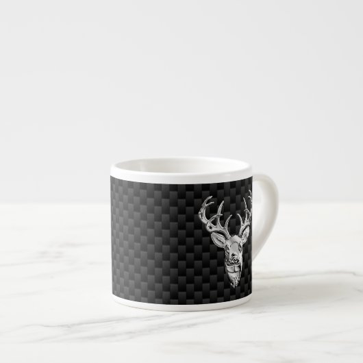 Stilvolles Silber Deer on Carbon Print Espressotasse (Vorderseite Rechts)
