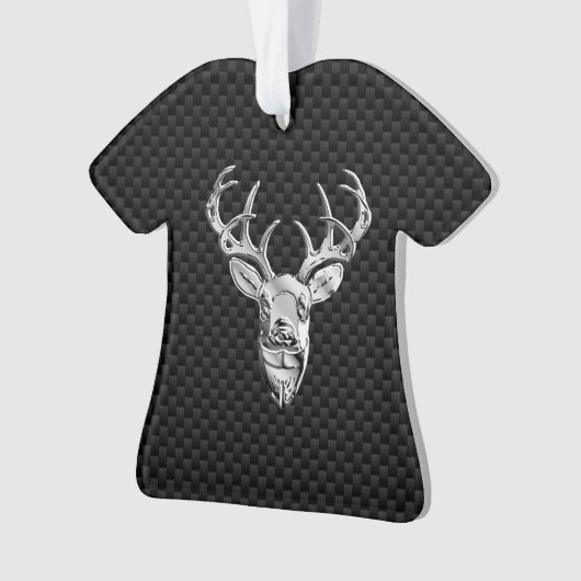 Stilvolles Silber Deer on Carbon Print Ornament (Vorderseite)