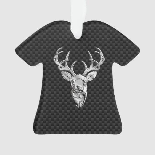 Stilvolles Silber Deer on Carbon Print Ornament (Vorderseite)
