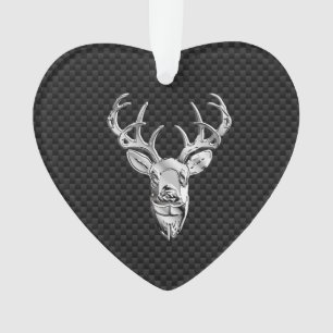 Stilvolles Silber Deer on Carbon Print Ornament