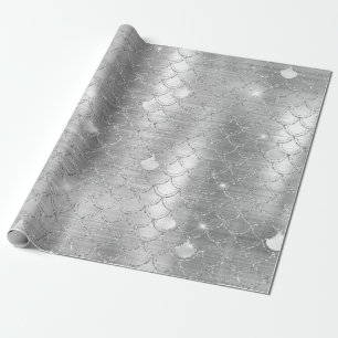 Stilvolles Silber-Glitter-Meerjungfrau-Schuppen-Mu Geschenkpapier