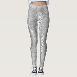 Stilvolles Silber-Glitter-Wild-Leopard-Flecken-Mus Leggings