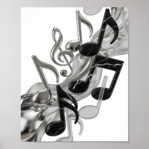 Stilvolles Silber MUSIC IN MOTION Grafikdesign Poster