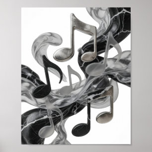 Stilvolles Silber MUSIC IN MOTION Kundendesign Poster