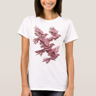Stilvolles Silber-PINK BIRDS-Zitat-Design T-Shirt