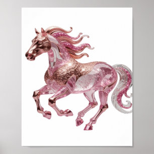 Stilvolles Silber PINK GLAS PFERD Zitat Design Poster