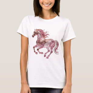 Stilvolles Silber PINK GLAS PFERD Zitat Design T-Shirt