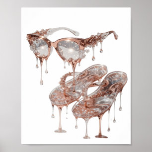 Stilvolles Silber ROSE GOLD GLAMOUR Künstlerisches Poster