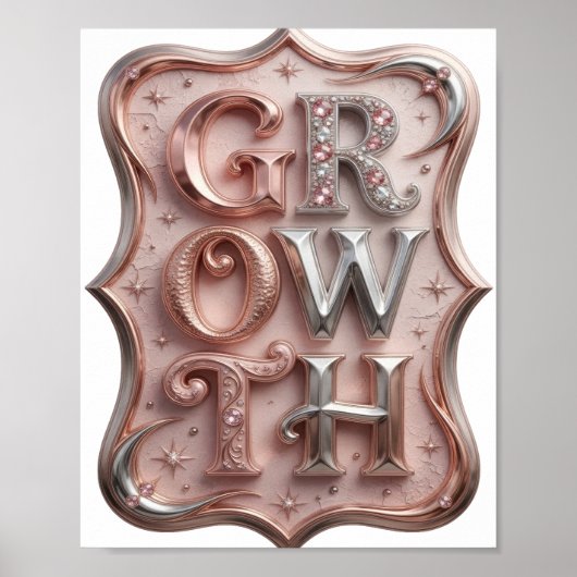 Stilvolles Silber-Wachstums-Slogan-Design Poster (Vorne)