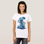 Stilvolles Silber WATER WAVE Slogan T-Shirt (Vorne ganz)