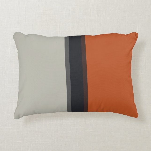 Stilvolles, silbergraues Navy Orange Red Stripe Mu Dekokissen (Vorderseite)
