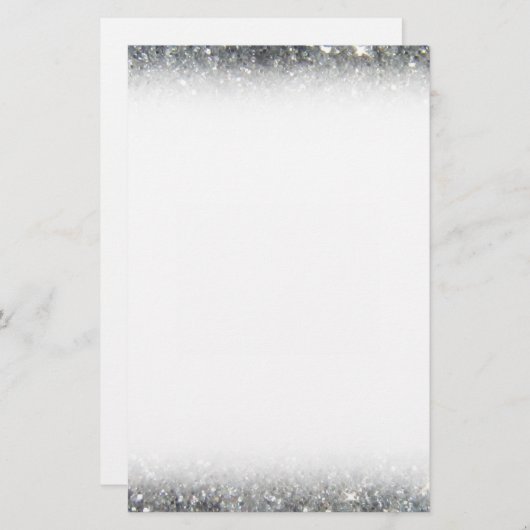 Stilvolles silbernes Glitzerglitz-Foto Briefpapier (Vorne/Hinten)