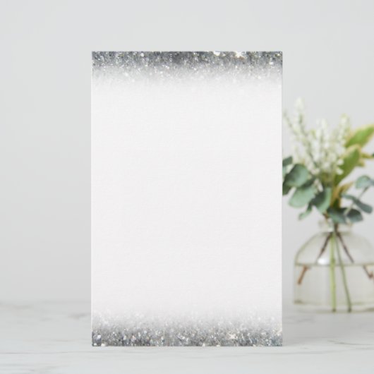 Stilvolles silbernes Glitzerglitz-Foto Briefpapier (Stehend Vorderseite)