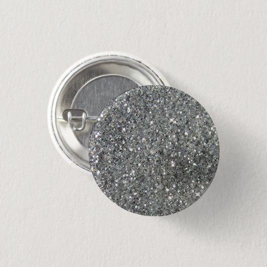 Stilvolles silbernes Glitzerglitz-Foto Button (Vorne & Hinten)
