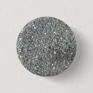 Stilvolles silbernes Glitzerglitz-Foto Button
