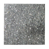 Stilvolles silbernes Glitzerglitz-Foto Fliese (Vorderseite)