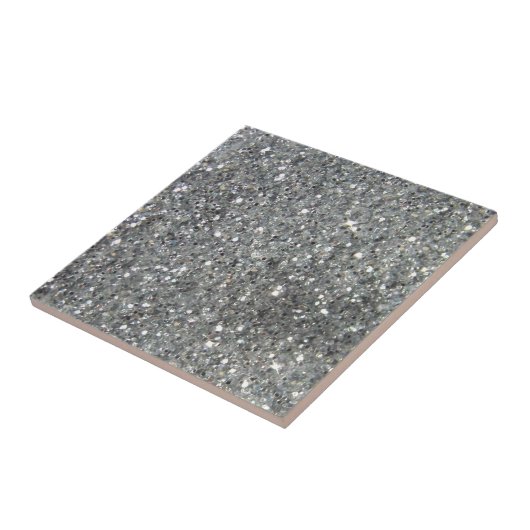 Stilvolles silbernes Glitzerglitz-Foto Fliese (Seite)
