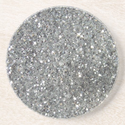 Stilvolles silbernes Glitzerglitz-Foto Getränkeuntersetzer (Vorne)
