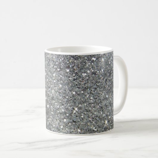 Stilvolles silbernes Glitzerglitz-Foto Kaffeetasse (VorderseiteRechts)