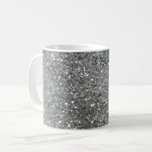 Stilvolles silbernes Glitzerglitz-Foto Kaffeetasse (Vorderseite Links)